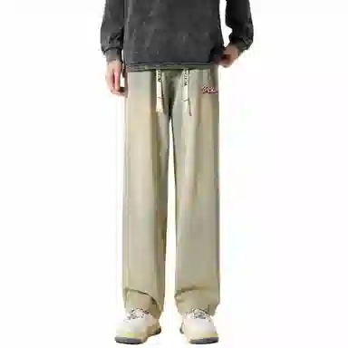 大卫贝肯 美式复古高街风字母水洗宽松中腰显高品牌系带阔腿牛仔裤 男女同款