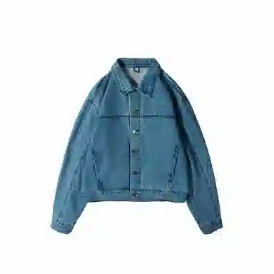 我是大卫 复古水洗做旧牛仔韩系轻熟风短款翻领夹克外套 男女同款