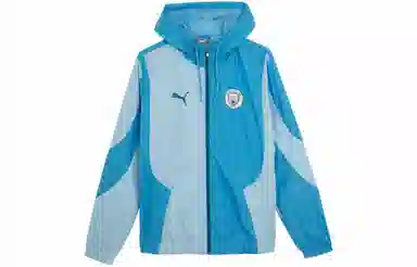 PUMA MCFC Prematch Woven Jacket Blue Silver
