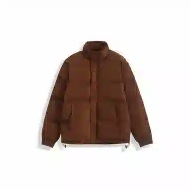 我是大卫 纯色简约立领保暖加厚休闲面包棉服 男女同款 棕色