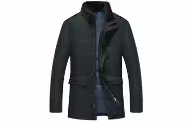 恒源祥 纯色立领加厚保暖棉服 男款 墨绿