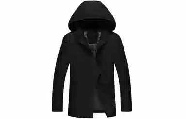 恒源祥 纯色简约可脱卸帽加厚中长款保暖棉服 男款