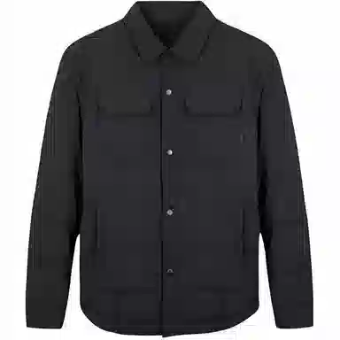 才子 纯色翻领修身纽扣长袖羽绒服 男款