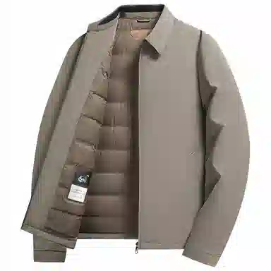 鸭鸭 鹅绒牛奶丝短款翻领爸爸装保暖商务干部装羽绒服 男款