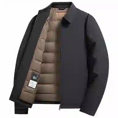 鸭鸭 鹅绒牛奶丝短款翻领爸爸装保暖商务干部装羽绒服 男款