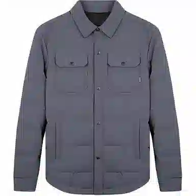 才子 纯色翻领修身纽扣长袖羽绒服 男款