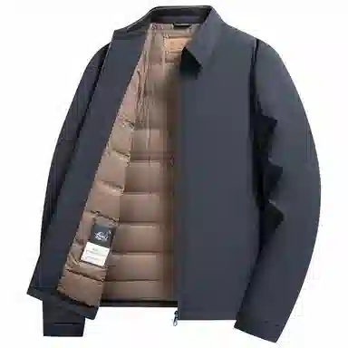 鸭鸭 鹅绒牛奶丝短款翻领爸爸装保暖商务干部装羽绒服 男款