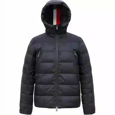 鸭鸭 纯色连帽拉链中长款长袖羽绒服 男款