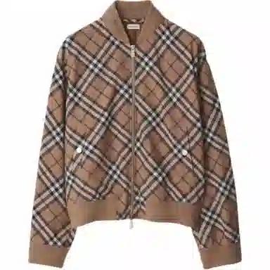 Burberry Check Wool Blend Harrington Jacket