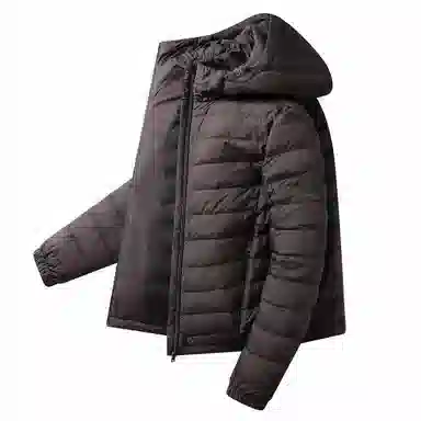 鸭鸭 连帽纯色时尚轻薄防寒保暖外套羽绒服 男款 黑藏蓝色