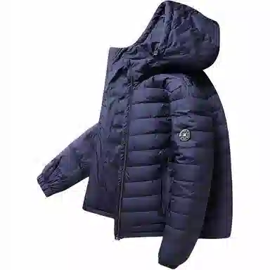 鸭鸭 连帽纯色时尚轻薄防寒保暖外套羽绒服 男款 黑藏蓝色