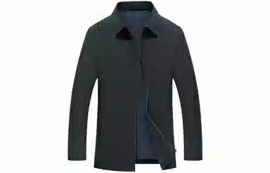 恒源祥 中长款纯色翻领厚款长袖棉服 男款