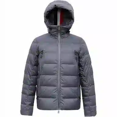 鸭鸭 纯色连帽拉链中长款长袖羽绒服 男款