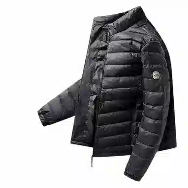 鸭鸭 连帽纯色时尚轻薄防寒保暖外套羽绒服 男款 黑藏蓝色