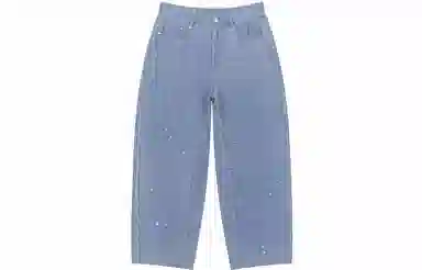 速写 拼接扎染复古水洗做旧牛仔裤 男女同款