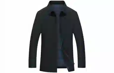 恒源祥 中长款纯色翻领厚款长袖棉服 男款