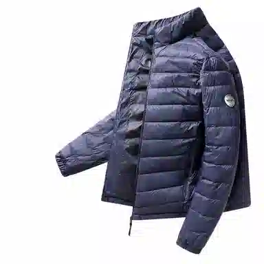 鸭鸭 连帽纯色时尚轻薄防寒保暖外套羽绒服 男款 黑藏蓝色