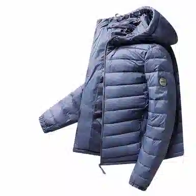 鸭鸭 连帽纯色时尚轻薄防寒保暖外套羽绒服 男款 黑藏蓝色