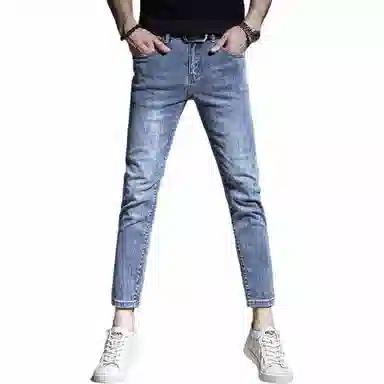 贵色 中腰修身纯色牛仔裤 男款