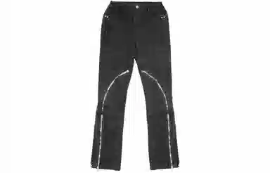 FARFROMWHAT FW22 Far Curve Zip Slim Pants-washed Black