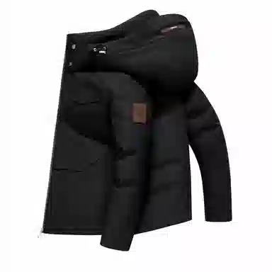 斯巴奴 保暖连帽加厚纯色短款羽绒服 男款