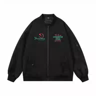 三体 虫子从来就没有被真正战胜过系列 美式复古简约基础字母印花宽松百搭潮牌棒球领户外工装开衫飞行员服夹克外套 男女同款