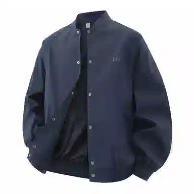 快鱼 棒球领宽松纯色长袖简约基础款上衣外套潮流休闲百搭学院风美式复古高街酷帅飞行员夹克 男女同款