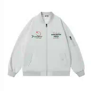 三体 虫子从来就没有被真正战胜过系列 美式复古简约基础字母印花宽松百搭潮牌棒球领户外工装开衫飞行员服夹克外套 男女同款