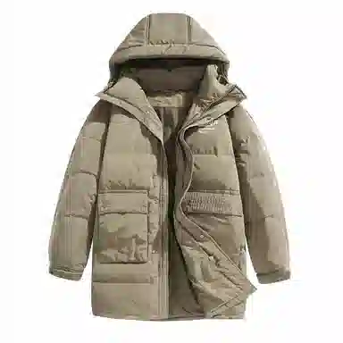 鸭鸭 高端通勤系列 简约字母印花大口袋设计感青少年基础款纯色学生党好物百搭防寒保暖显瘦拉链连帽羽绒服 男女同款