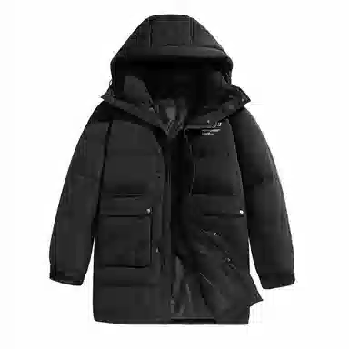 鸭鸭 高端通勤系列 简约字母印花大口袋设计感青少年基础款纯色学生党好物百搭防寒保暖显瘦拉链连帽羽绒服 男女同款