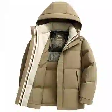 鸭鸭 石墨烯蓄热纯色韩版休闲百搭防寒保暖短款连帽羽绒服 男款