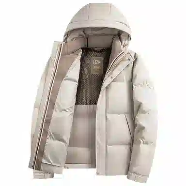 鸭鸭 石墨烯蓄热纯色韩版休闲百搭防寒保暖短款连帽羽绒服 男款