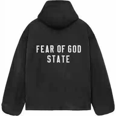 Fear of God Essentials Textured Nylon Hooded Coaches Jacket Black