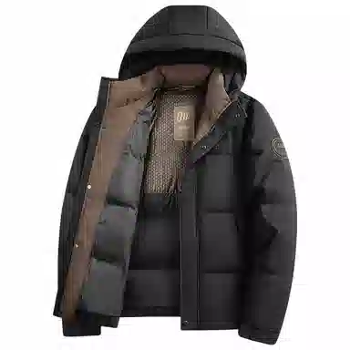 鸭鸭 石墨烯蓄热纯色韩版休闲百搭防寒保暖短款连帽羽绒服 男款