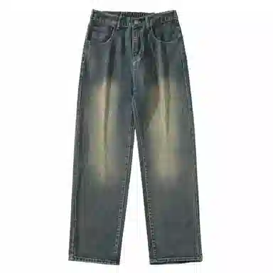 大卫贝肯 美式高街基础款纯色简约百搭宽松舒适复古休闲直筒牛仔裤 男女同款 黑色