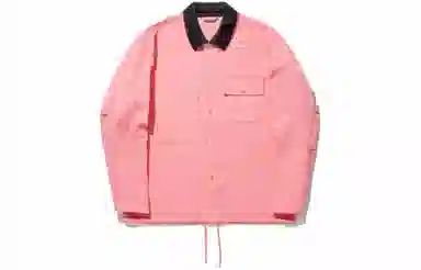 中国李宁 撞色翻领宽松休闲夹克外套 男款 桃胭粉