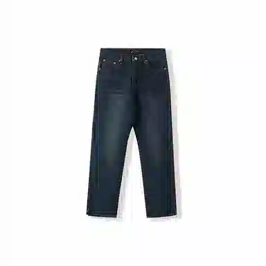 我是大卫 美式复古时尚设计感水洗牛仔裤 男女同款 深蓝色