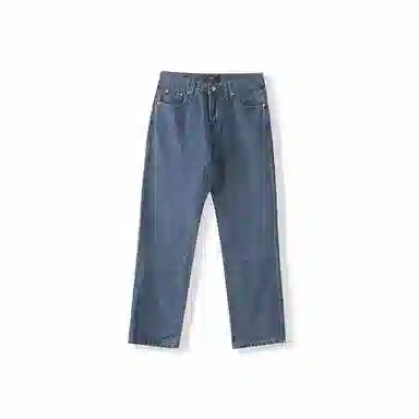 我是大卫 韩版复古浅水洗百搭宽松直筒休闲牛仔裤 男女同款 浅蓝色