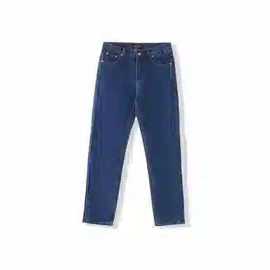 我是大卫 直筒合身休闲牛仔裤 男女同款 深蓝色