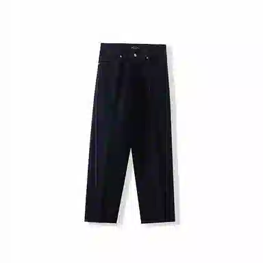 我是大卫 直筒宽松中腰牛仔裤 男女同款 蓝黑色