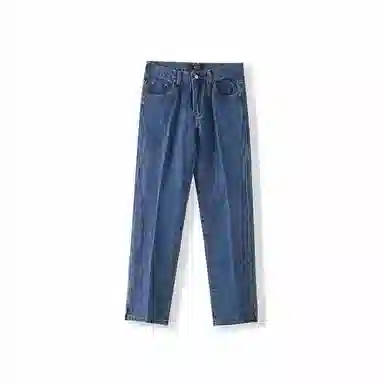 我是大卫 百搭时尚水洗直筒宽松阔腿牛仔裤 男女同款 浅蓝色