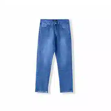 我是大卫 休闲直筒毛边宽松牛仔裤 男女同款 蓝色