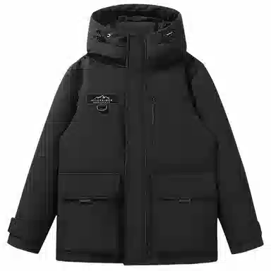 鸭鸭 山系户外系列 时尚韩版休闲中长款连帽外套加厚保暖工装风羽绒服 男女同款