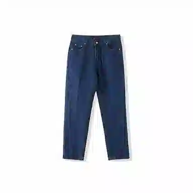 我是大卫 韩版休闲直筒宽松垂感水洗牛仔裤 男女同款 深蓝色