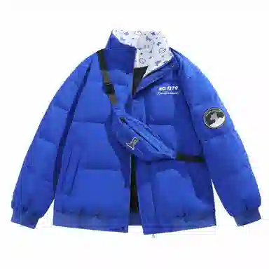 三体 红岸基地系列 含挎包字母徽章印花纯色基础款宽松美式户外防风防水休闲保暖加厚潮牌个性时尚面包服立领羽绒服 男女同款