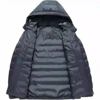 鸭鸭 纯色连帽拉链短款长袖羽绒服 男款