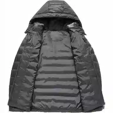 鸭鸭 纯色连帽拉链短款长袖羽绒服 男款