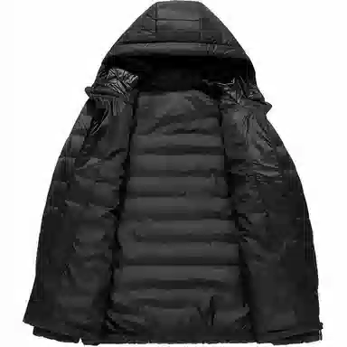 鸭鸭 纯色连帽拉链短款长袖羽绒服 男款