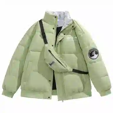 三体 红岸基地系列 含挎包字母徽章印花纯色基础款宽松美式户外防风防水休闲保暖加厚潮牌个性时尚面包服立领羽绒服 男女同款