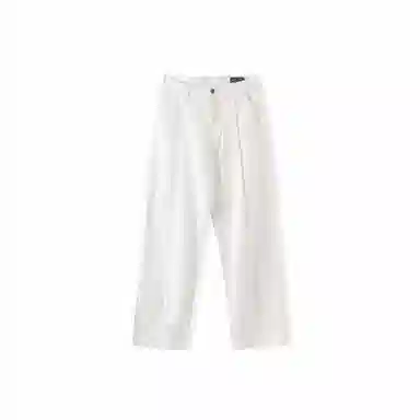 我是大卫 直筒宽松拖地中腰牛仔裤 男女同款 白色